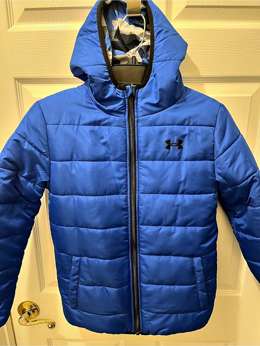 Under Armour Reversible Puffer Jacket Kids Blue & Black Camo